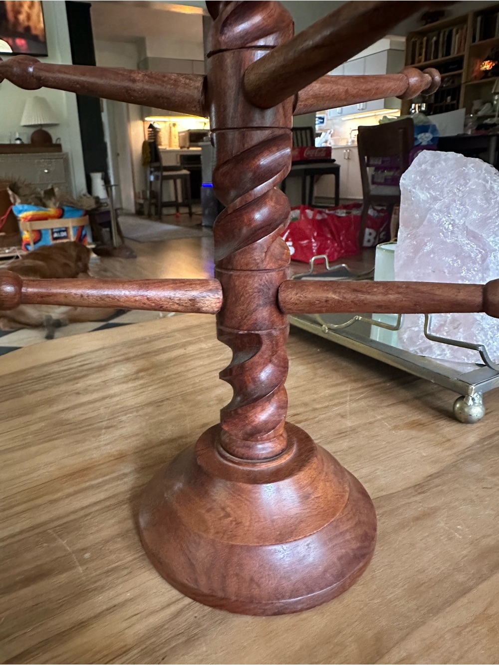 Boho wooden mug holder jewelry stand. 14” tall x 9”W - Picture 4 of 5